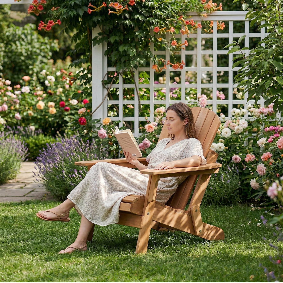 100 lbs Capacity Solid Wood Adirondack Chair F858945