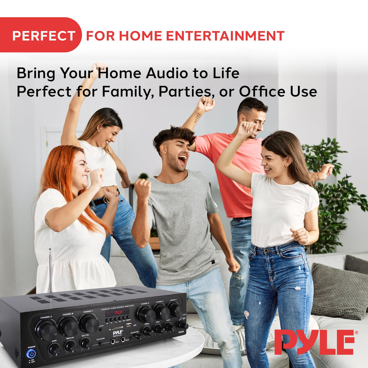 6 Channel 750 Watt Bluetooth Wireless Home Amplifier L11918