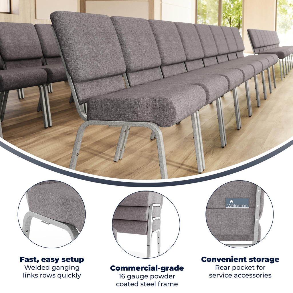 4 Pack Stacking Church Chair in Gray Fabric Q969240