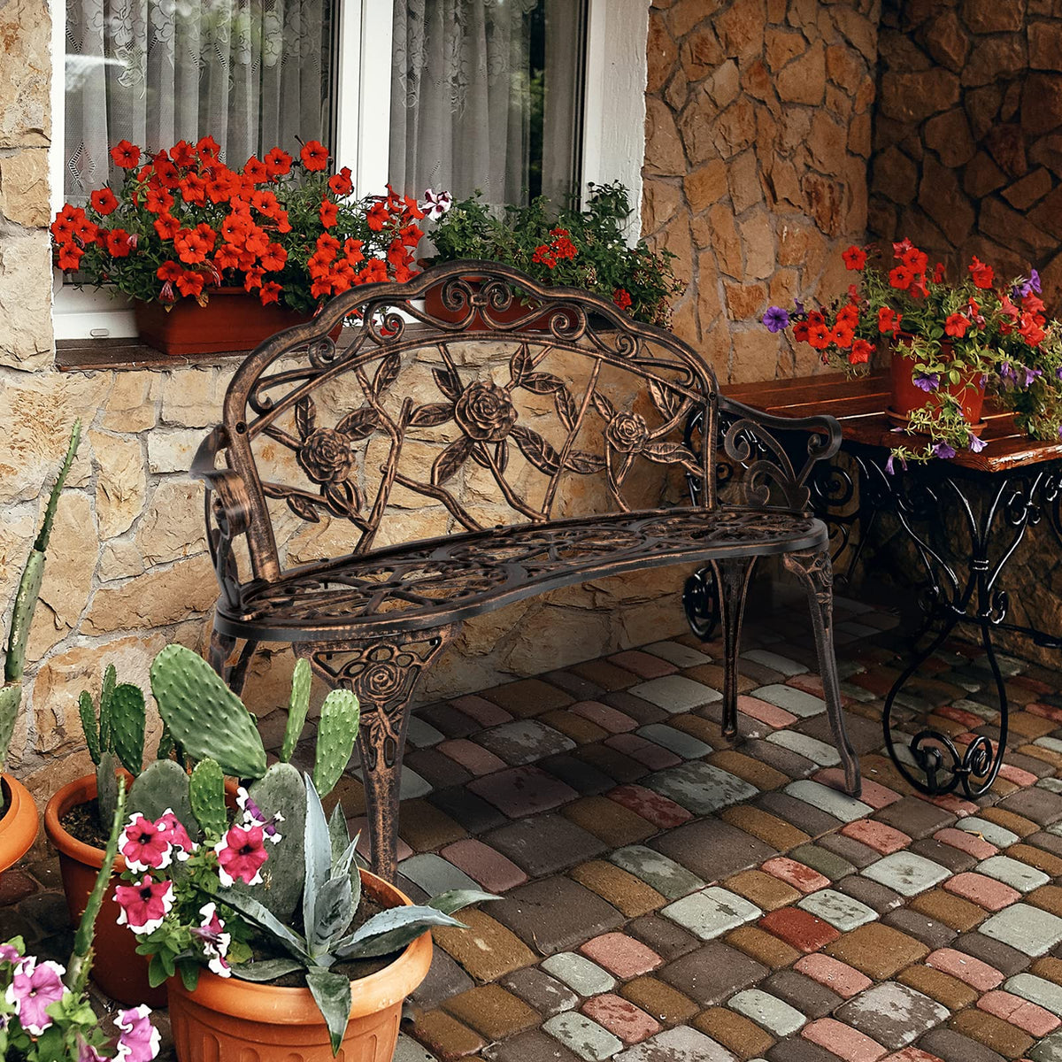 2 Seater Cast Iron Cast Aluminium Garden Bench I910