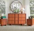 47" Wide 6 Drawer Dresser and Nightstand Set 3 Piece, Cherry P592954